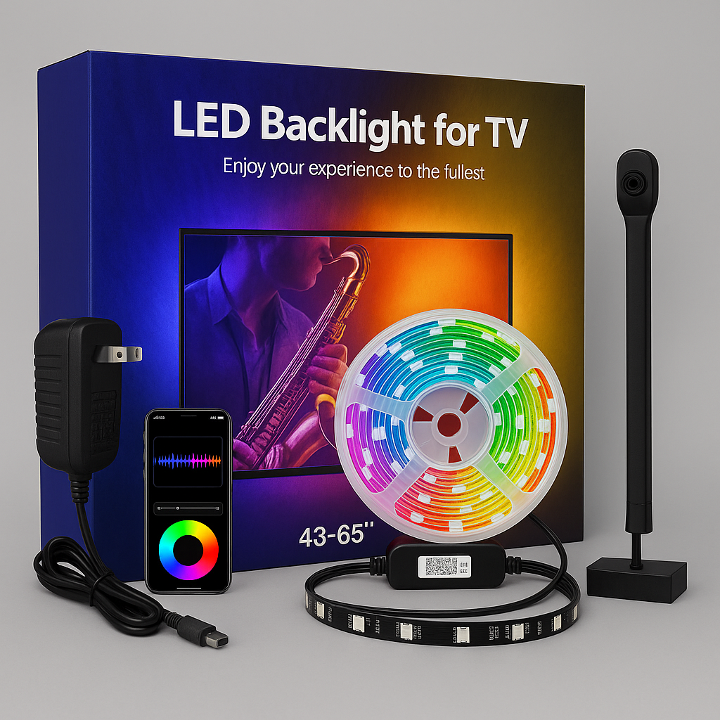 Smart LED TV Backlight with Color-Syncing Camera | Syncs to Screen & Music for Ultimate Ambience