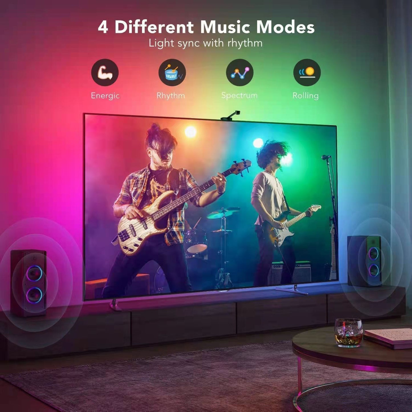 Galactic Aura Smart LED TV Backlight with Color-Picking Camera – 2.4m/4m/6m RGB Light Strip Syncs to Screen & Music – App Control, Works with Alexa & Google – For 32-35", 43-65", 70-75" TVs