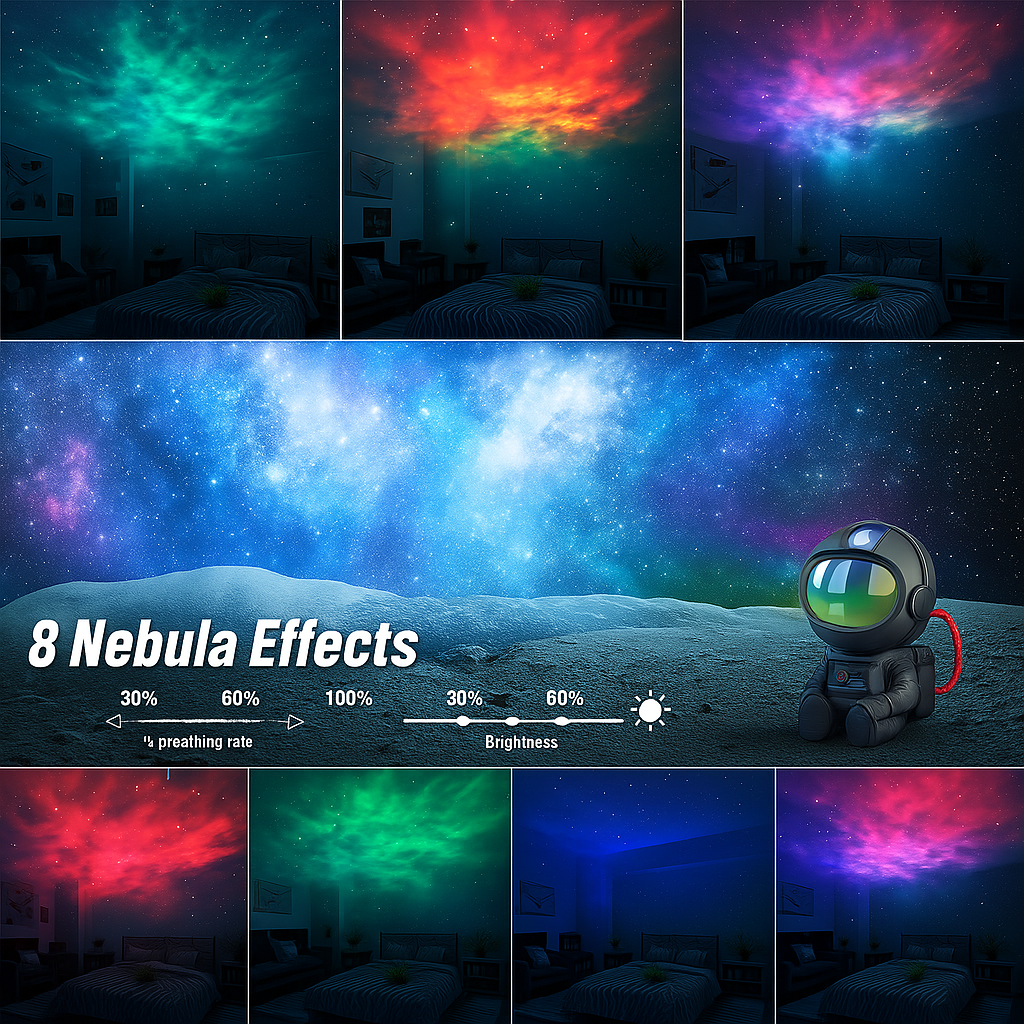 Astronaut Galaxy Projector with 8 Nebula Variations and Stars