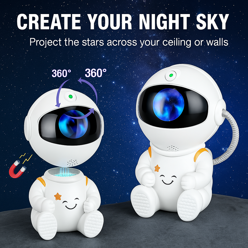 Astronaut Galaxy Projector with 8 Nebula Variations and Stars